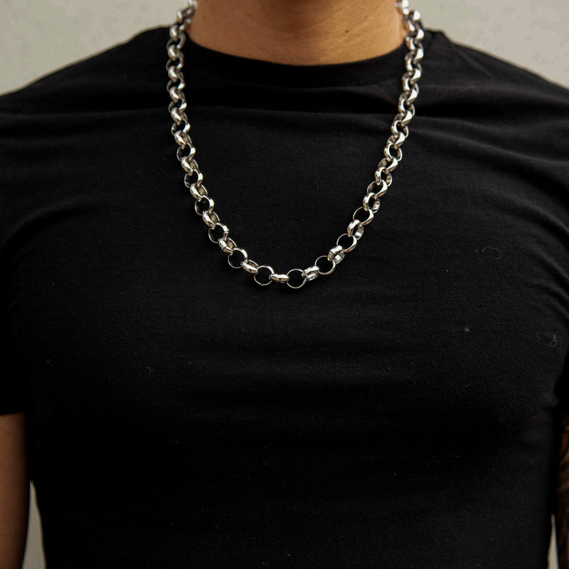 12mm Belcher Chain -White Gold