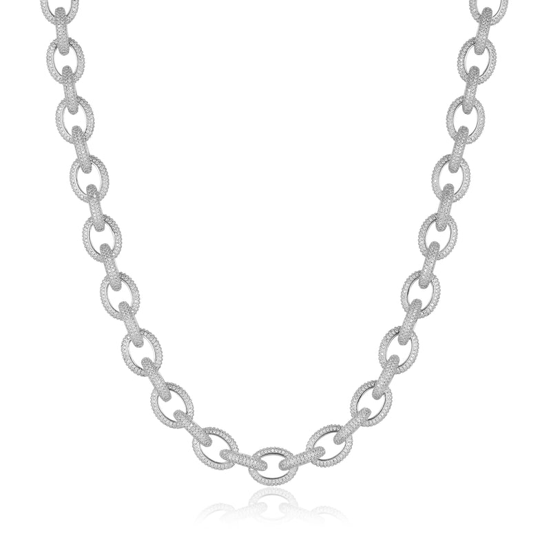 12mm Iced Belcher Chain - White Gold